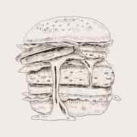 Vettore gratuito illustrazione di hamburger disegnata a mano