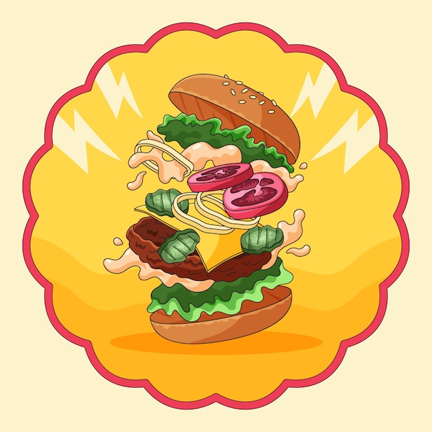 Vettore gratuito illustrazione di hamburger disegnata a mano