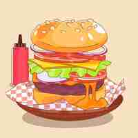 Free vector hand drawn burger illustration