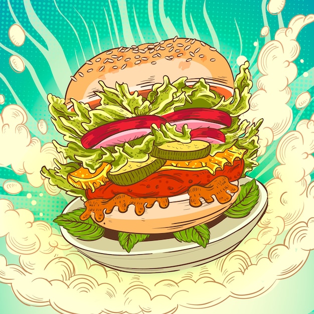 Free vector hand drawn burger illustration