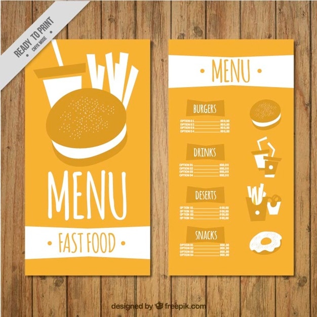 Hand drawn burger menu template