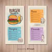 Free vector hand drawn burger restaurant menu template