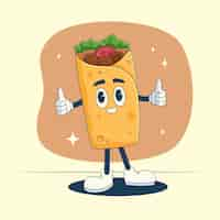 Free vector hand drawn burrito cartoon illustration