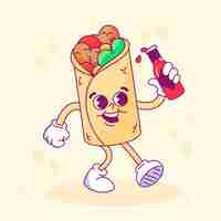 Free vector hand drawn burrito cartoon illustration