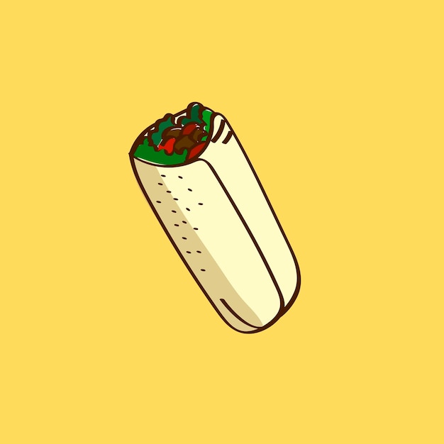 Burrito disegnato a mano cucina messicana vettore