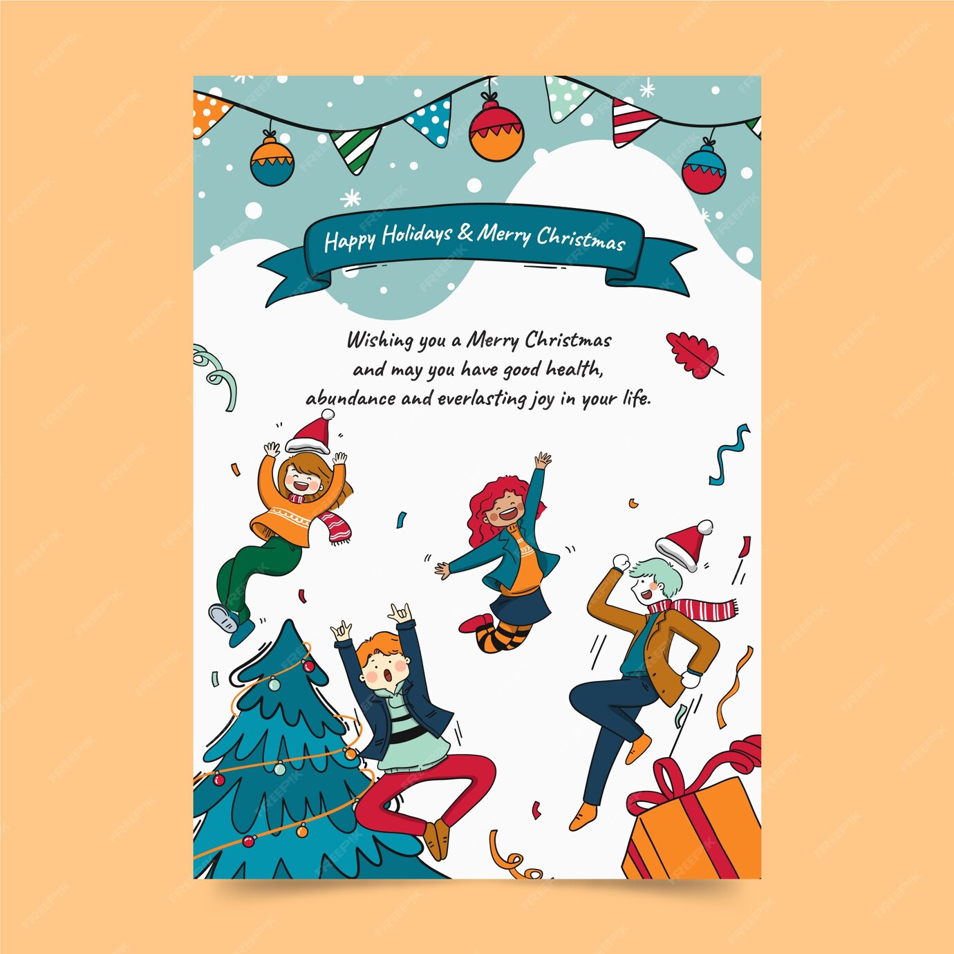 Free Vector Hand drawn business christmas card template