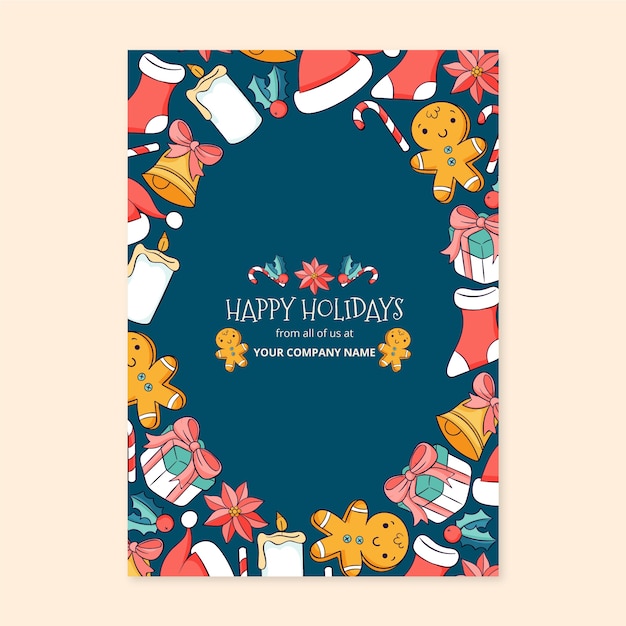 Free vector hand drawn business christmas cards