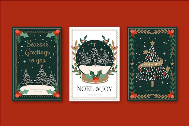 Free vector hand drawn business christmas cards