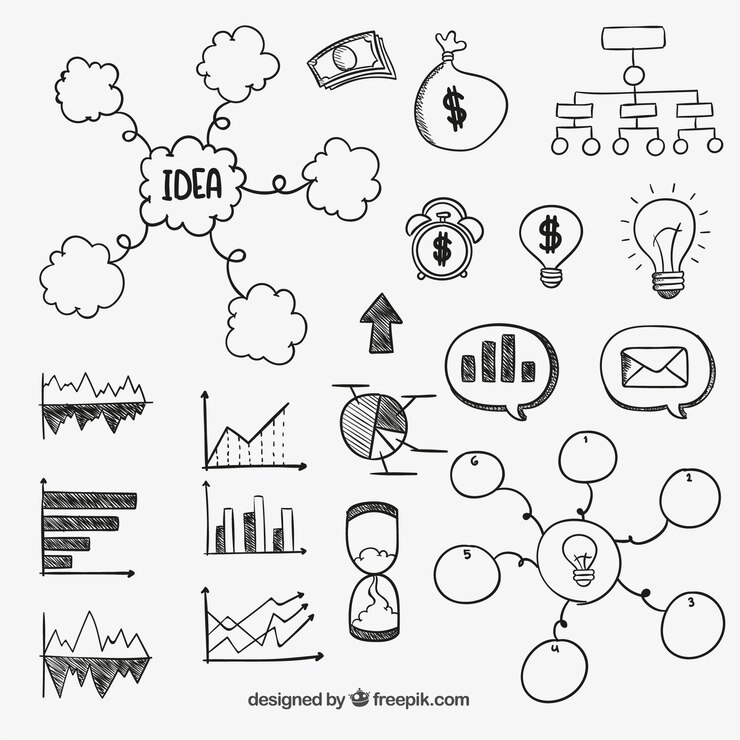 Free Vector hand drawn business diagrams