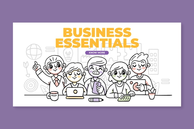 Free vector hand drawn business essentials banner