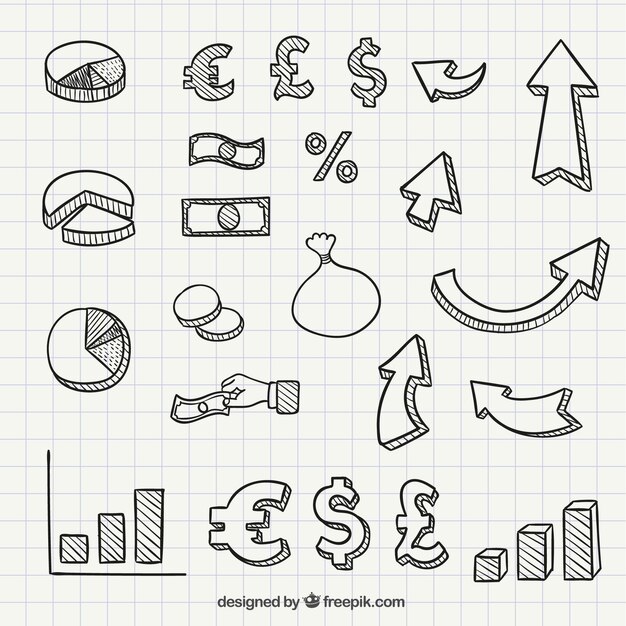 Free Vector hand drawn business icons and symbols