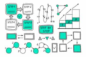 Vettore gratuito passi di infografica affari disegnati a mano