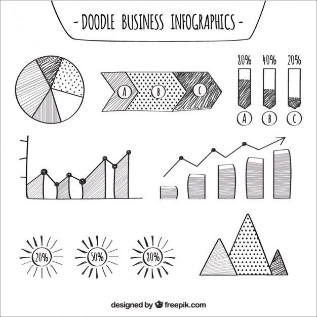 Free vector hand-drawn business infographics