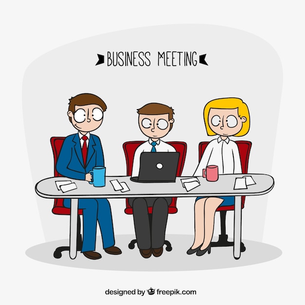 Free vector hand drawn business meeting characters