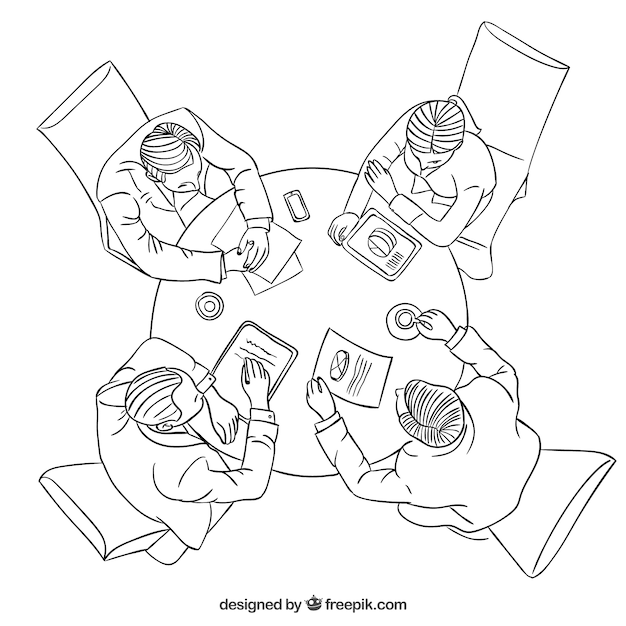 Free vector hand drawn business meeting