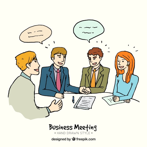 Hand drawn business meeting