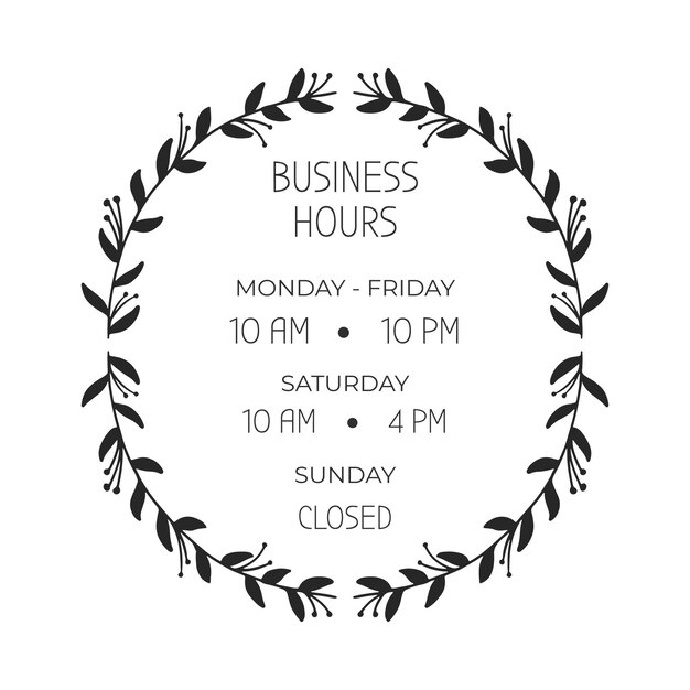 Hand drawn business opening hours illustration