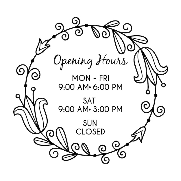 Free vector hand drawn business opening hours illustration