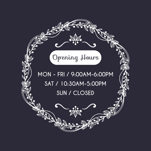 Hand drawn business opening hours