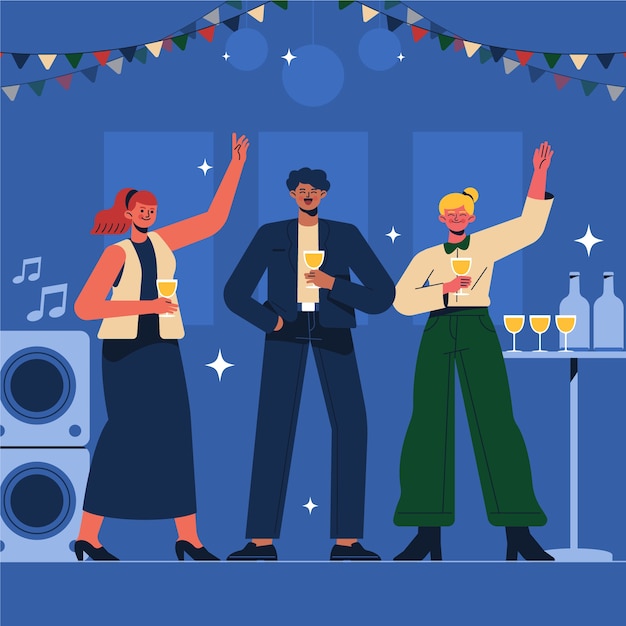 Hand drawn business party illustration