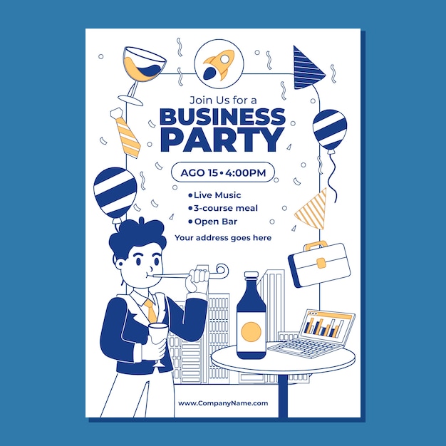 Hand drawn business party illustration