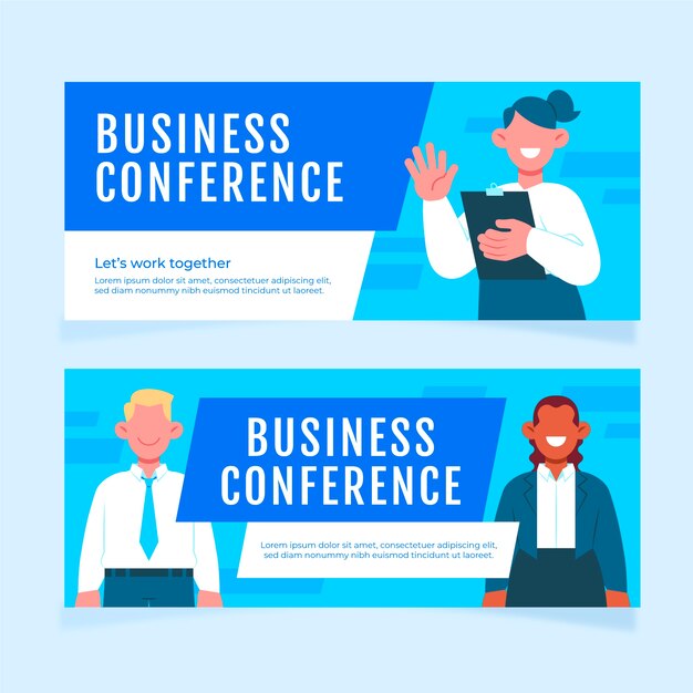 Hand drawn business people banner