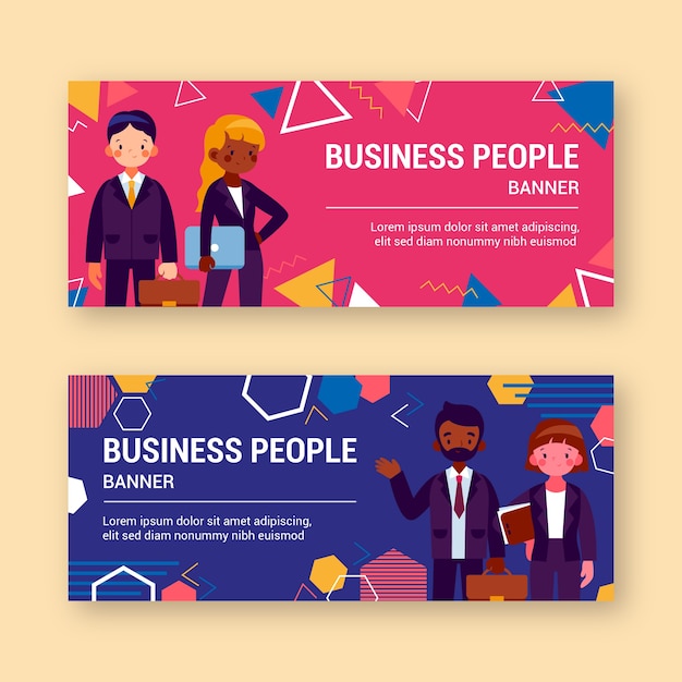 Hand drawn business people banner