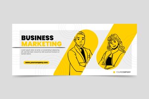 Hand drawn business people banner