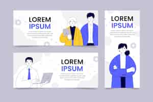 Free vector hand drawn business people banners