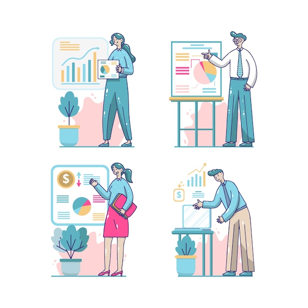 Free vector hand drawn business people collection