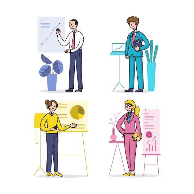 Free vector hand drawn business people set