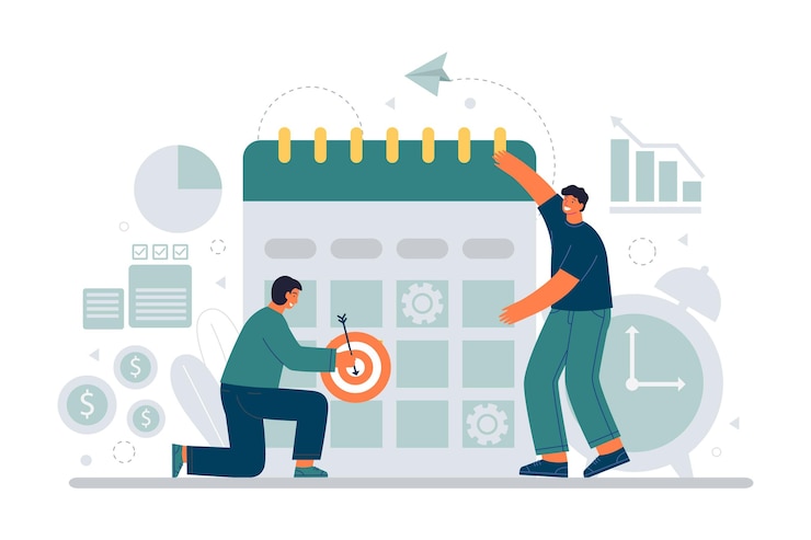 Free Vector hand drawn business planning with calendar