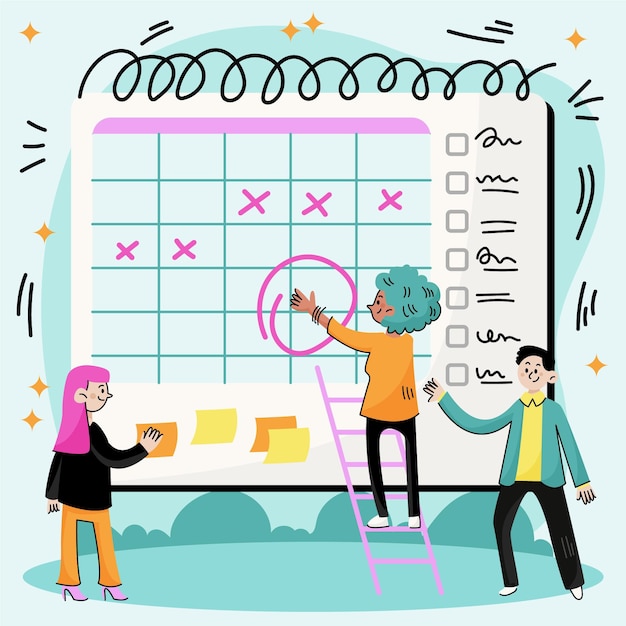 Free vector hand drawn business planning with calendar