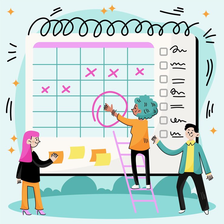 Free Vector hand drawn business planning with calendar