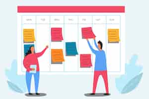 Free vector hand drawn business planning with calendar