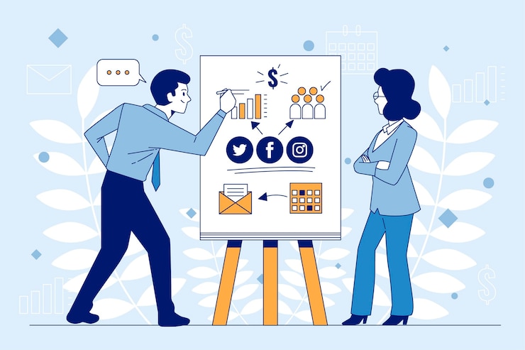 Free Vector hand drawn business strategy with plan