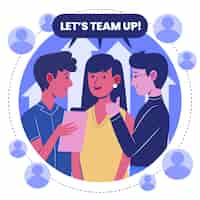 Free vector hand drawn business teamwork illustrated