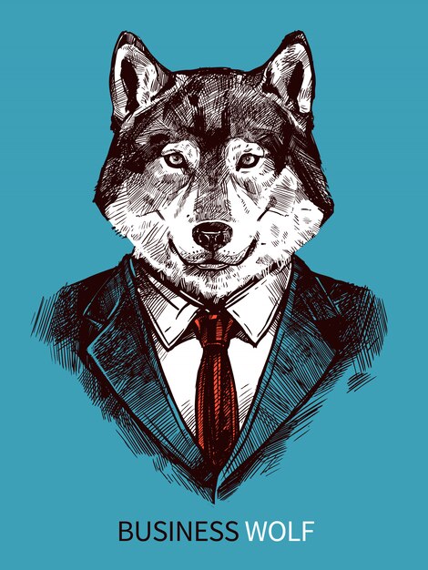 Hand Drawn Business Wolf Poster