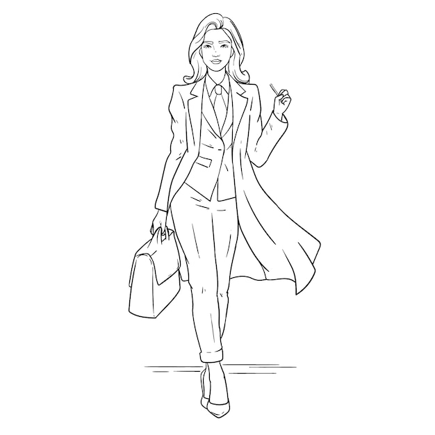 Free vector hand drawn business woman drawing illustration