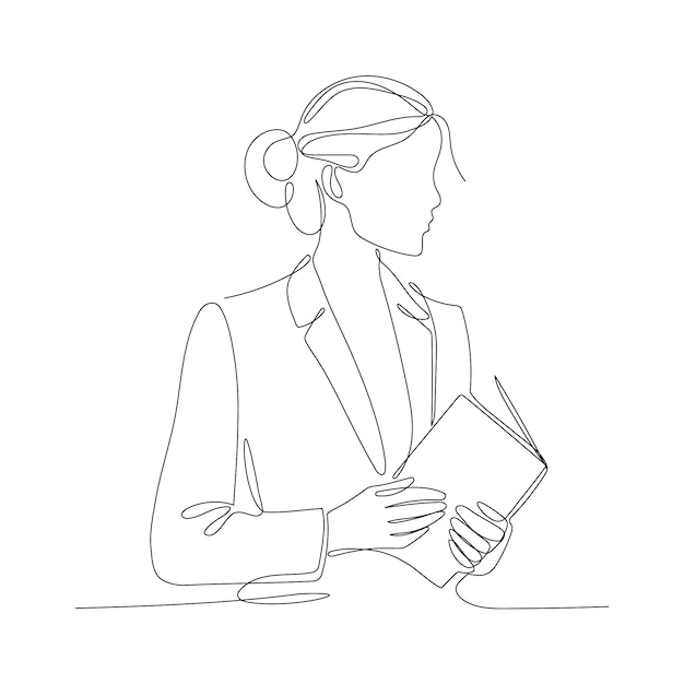 Hand drawn business woman drawing illustration