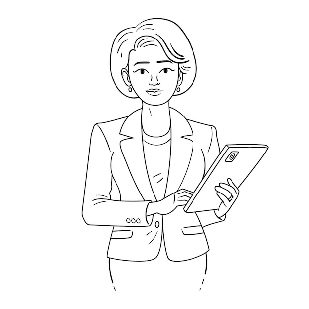 Free vector hand drawn business woman drawing illustration