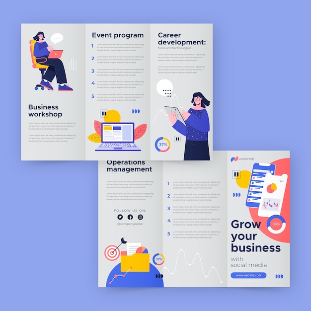 Free vector hand drawn business workshop brochure template