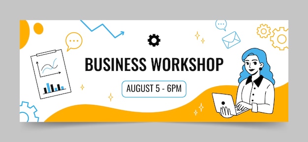 Free vector hand drawn business workshop facebook cover template