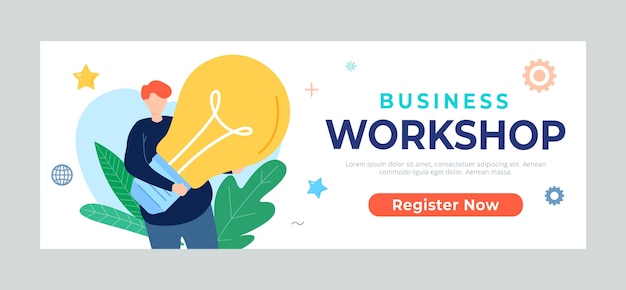 Hand drawn business workshop facebook cover