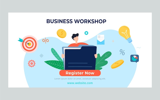 Hand drawn business workshop facebook template