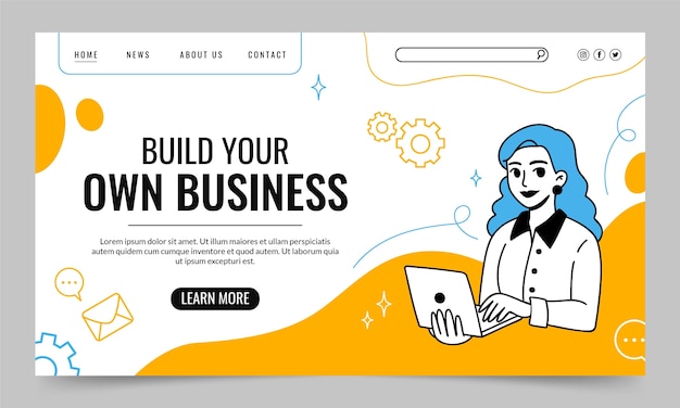 Free vector hand drawn business workshop landing page template