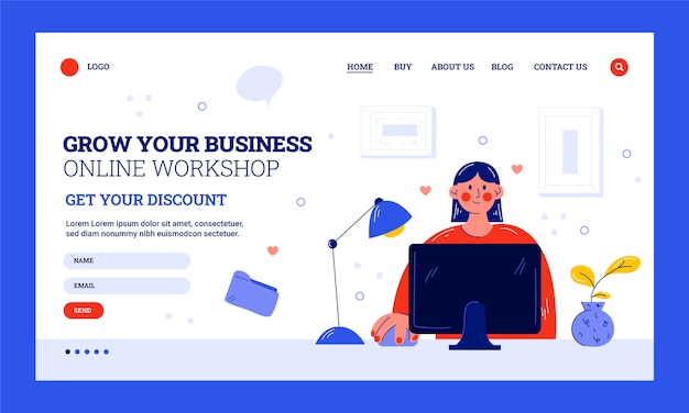 Free vector hand drawn business workshop landing page