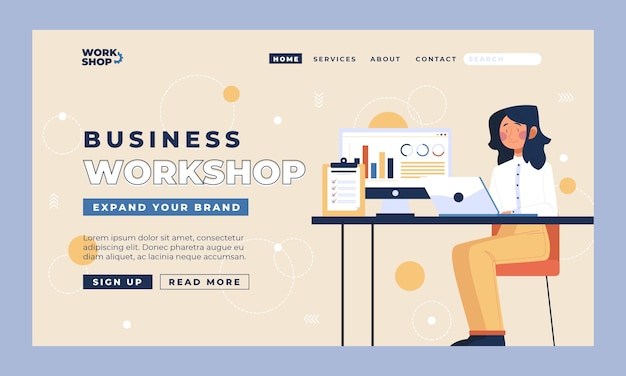 Free vector hand drawn business workshop landing page