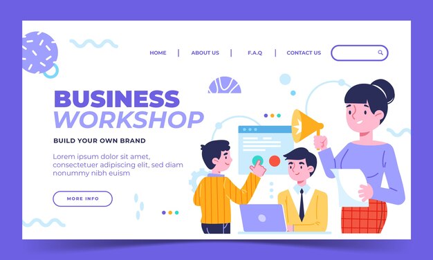 Hand drawn business workshop landing page