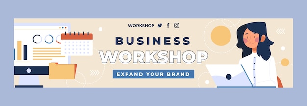 Free vector hand drawn business workshop twitch banner